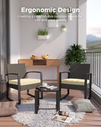 3 Pieces Porch Furniture Set Patio Rocking Bistro Set Outdoor Patio Chairs - Image 6