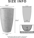 Kante 23.6" H Natural Concrete Finish Concrete Tall Planters Large Outdoor - Image 2
