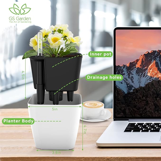 Self Watering Planters for Indoor Plants : 5 inch 3 Pack White African Violet - Image 6