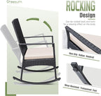 Greesum 3 Pieces Patio Furniture Set Outdoor Wicker Rocking Chairs - Image 4