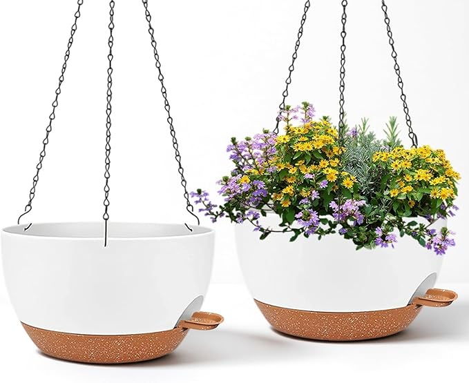 2 Pack 12 Inch Self Watering Hanging Planters by zople