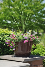 Garden Elements Indoor/Outdoor Glazed Brushed Happy Plastic Planter, Dark Brown - Image 2
