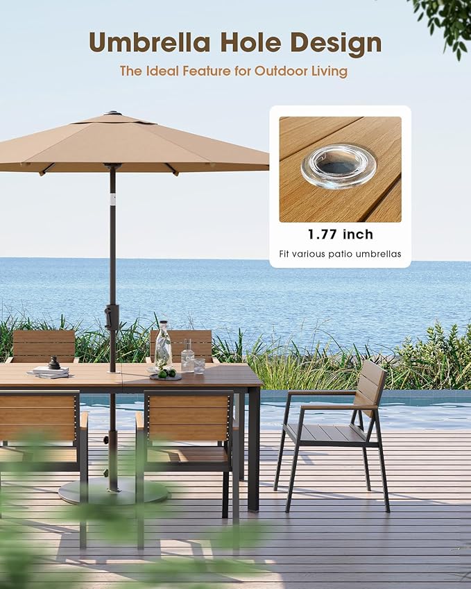 Outdoor Dining Set for 6, Aluminum Patio 7 Piece HDPS Luxury Outdoor Table and - Image 2