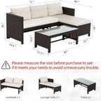 Shintenchi 3-Piece Outdoor Patio Furniture Sets, Wicker Patio Conversation Sets - Image 2