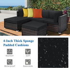 Tangkula 5 Piece Patio Rattan Furniture Set, Outdoor Sectional Rattan Sofa Set - Image 7