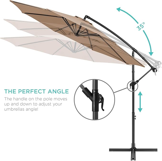 Best Choice Products 10ft Offset Hanging Market Patio Umbrella w/Easy Tilt - Image 4
