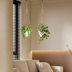 Jute Macrame Plant Hanger Indoor Set of 2 Hanging Planter Basket Flower Pot - Image 6