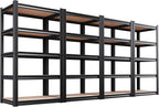 Set of 4 71"H Garage Shelving-5 Tier Garage Storage Shelves, Adjustable Heavy by Unknown