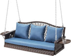 Upgraded Wicker Hanging Porch Swing Heavy Duty 900 LBS 3-Seat Outdoor Patio by zzw