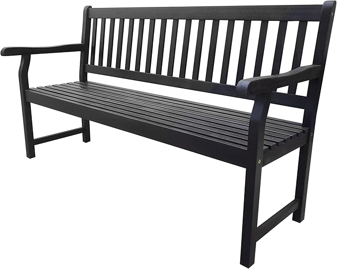 JONATHAN Y BNH101C Laurel 59.1" 3-Seat Slat-Back 600-Lbs Support Acacia Wood by JONATHANY