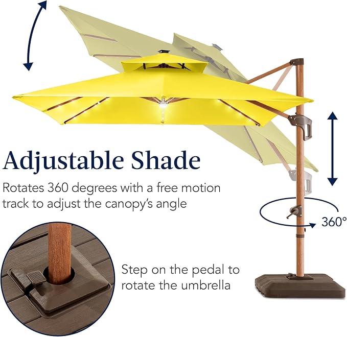 Best Choice Products 10ft Square Cantilever Patio Umbrella w/Base Included - Image 8