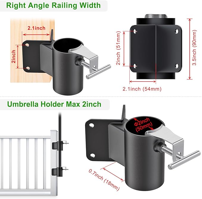 Heavy Duty Deck Railing Umbrella Holder, Patio Umbrella Stand - Image 2