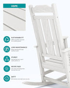 SERWALL Outdoor Rocking Chair White Set of 8, All Weather Patio Rocking Chair - Image 5