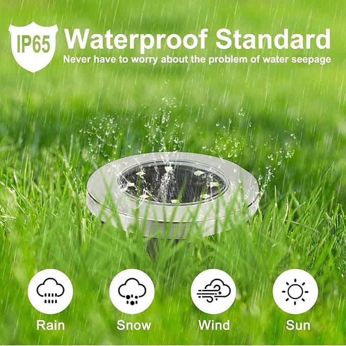 Solar Ground Lights, Waterproof Solar Garden Lights, Upgraded Outdoor Garden - Image 3