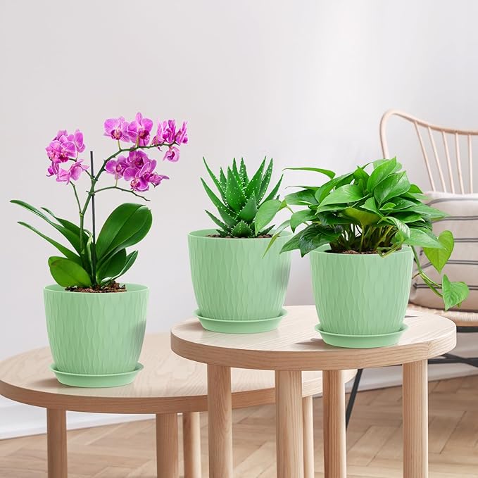 7 inch Flower Pots, 5 Pack Plant Pots - Image 6