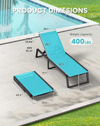 Aluminum Chaise Lounge Chair Outdoor, Foldable & Assembly Free Patio Pool - Image 2
