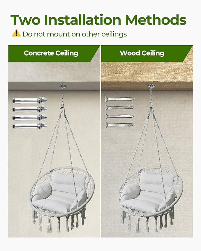 Greenstell Hammock Chair, Macrame Swing Chair - Image 4