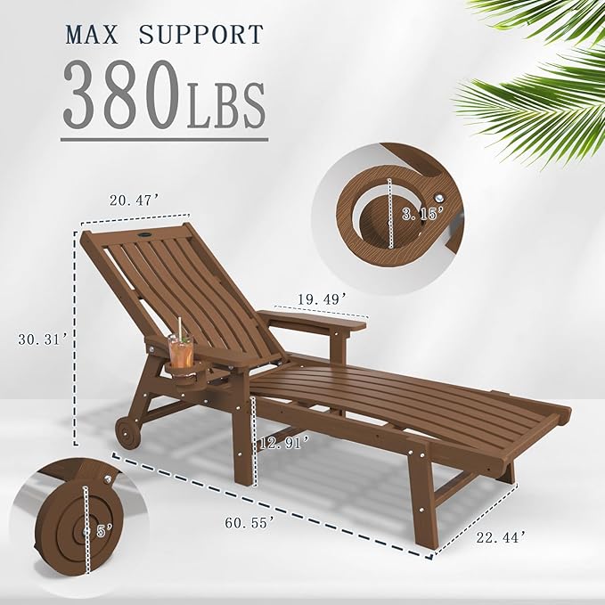 Patio Chaise Lounge Chair, Oversized Lounge Chair Outdoor - Image 3