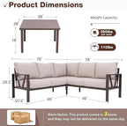 Patio Furniture Set, 6 Pieces Outdoor Couch Sectional, L Shaped Patio Sofa - Image 2