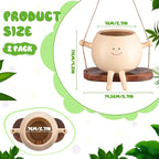 Domensi 2 Pcs Swing Hanging Planter Cute Smile Flower Face Pot Indoor Outdoor - Image 2