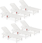 SERWALL Outdoor Chaise Lounge Set of 6, HDPE Pool Lounge Chair by SERWALL