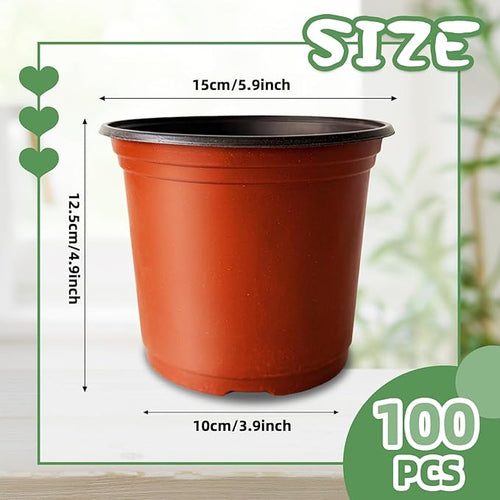 100 Pcs Plant Nursery Pots, 6 Inch Thicker Plastic Seedling Pots - Image 2