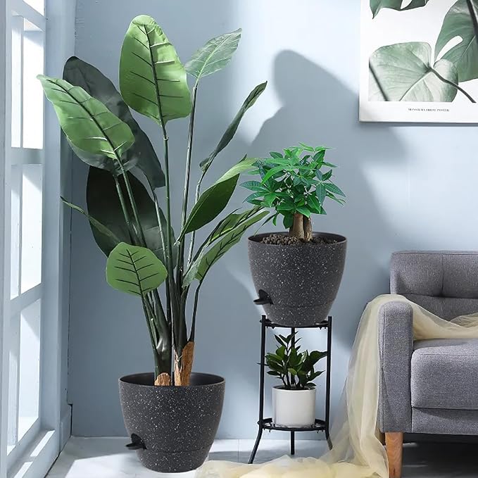 12inch 2Pack Large Self Watering Planters, Plastic Plant Pots - Image 7