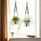 Macrame Plant Hanger, Wood Beads Cotton Hanging Planter Holder - Image 3