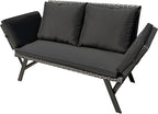 Greesum Outdoor Sofa, Woven Rattan Patio Furniture, Convertible Daybed or by BuynowfromGreesum