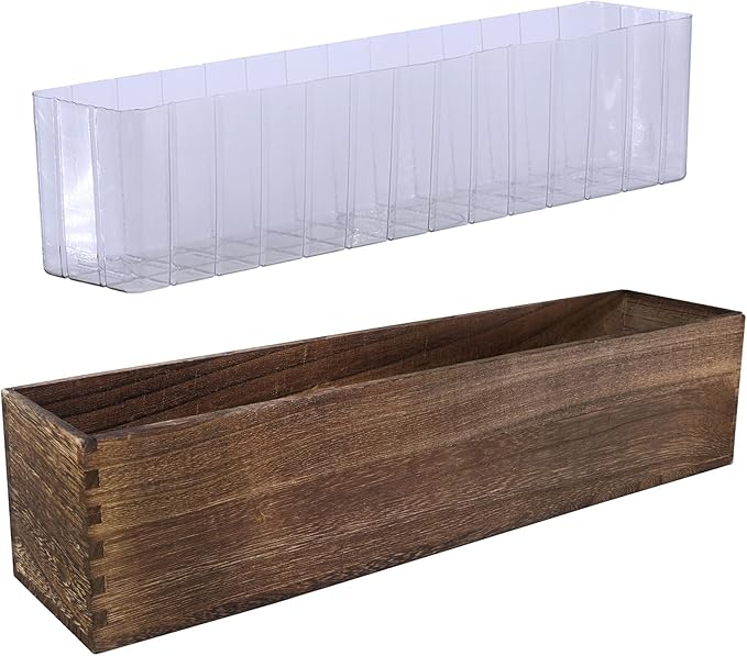 Winlyn Rustic Wooden Planter Box 17.3" L x 3.9" W x 3.9" H Brown Rectangular by windiy