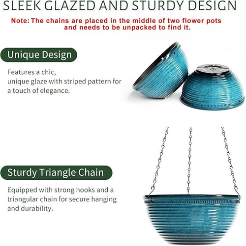 2 Pack Hanging Planters for Indoor Outdoor Plants, 10 Inch Hanging Planter - Image 2