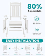 SERWALL Outdoor Rocking Chairs Set of 4, Oversized HDPE Porch Rockers - Image 8