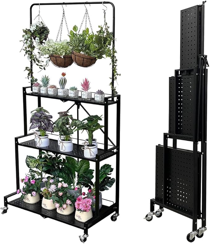 lumizone Foldable 4-Tier Plant Stand Indoor Outdoor Hanging Plant Shelf No by Lumizone
