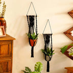 Artilady Black Plant Hanger Macrame Hanging Planter - Image 2