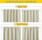 NICETOWN 2 Panels Outdoor Curtains Waterproof Pocket & Back Tab on Top & Bottom - Image 3