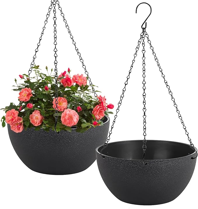 13 inch Hanging Planters for Indoor Plants, 2 Pack Planters for Outdoor Plants by HIGSEEU