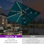 PURPLE LEAF 10 Feet Patio Umbrella Outdoor Cantilever Solar Powered LED Swivel - Image 3