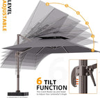 9' X 12' Cantilever Outdoor Patio Umbrellas Double Top Large Rectangle Umbrella - Image 6