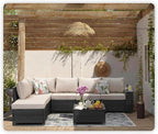 7 Pieces Patio Furniture Set All-Weather Outdoor Wicker Sectional Conversation - Image 7