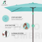 JEAREY 6.5x10 ft Rectangular Patio Umbrellas Rectangle Outdoor Umbrella - Image 7