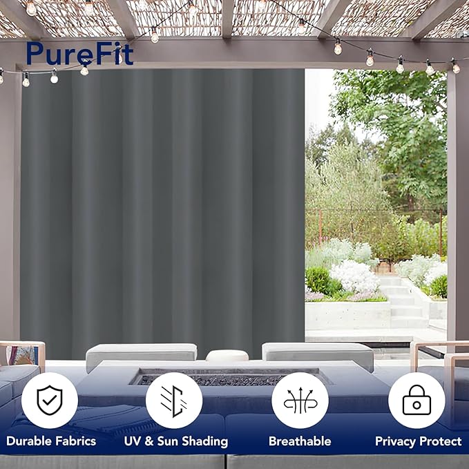 PureFit Outdoor Curtains for Patio Waterproof Weatherproof, UV Resistant - Image 3