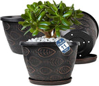 3 Pack Flower Pots Outdoor 11 Inch Plant Pots Indoor, by Nooulap