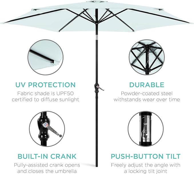 Best Choice Products 10ft Outdoor Table Compatible Steel Polyester Market Patio - Image 5