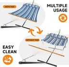 2 Person Outdoor Hammock with Stand, Cotton Rope Hammock with Polyester Pad - Image 3