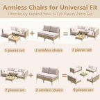 2-Piece Patio Furniture Set, Outdoor Wicker Sectional Sofa - Image 2