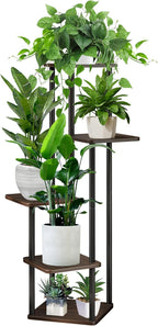 5 Tier Wood Tall Plant Stand Metal Rack Indoor, Planter Shelf Display Rack by YOCOMEY