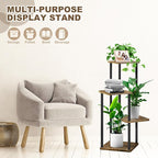4 Tier Plant Stand Indoor, Thickened Metal Wood Corner Plant Shelf Stands - Image 4