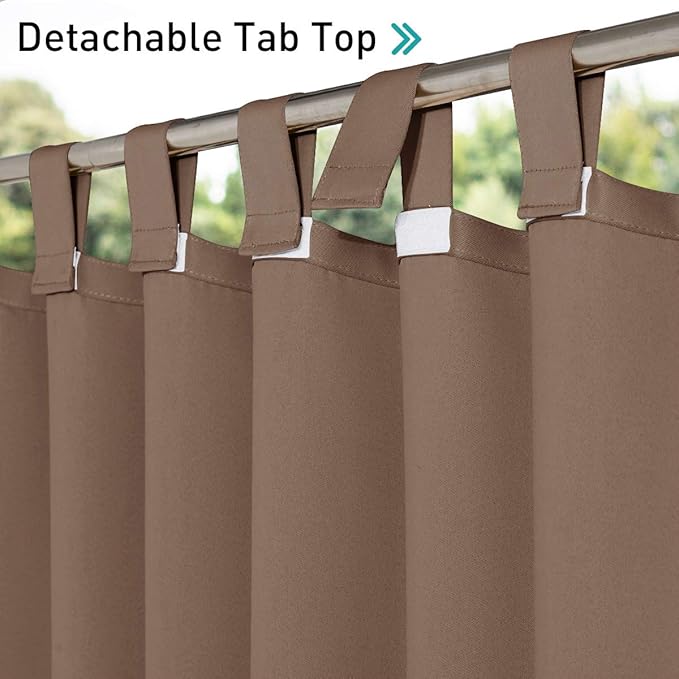 NICETOWN Outdoor Curtainss for Patio Waterproof, Self-Stick Tab Top Blackout - Image 3
