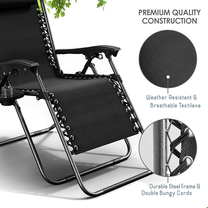Nestl Zero Gravity Chairs Set of 4, Patio Lounge Chair Outdoor - Image 7