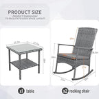 Outdoor Rocking Chair 3 Pieces High-Backed Rocking Chair Patio Rocking Chairs - Image 2